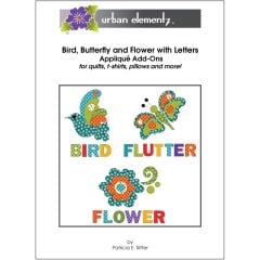 Bird, Butterfly and Flower with Letters - Set - Applique Add-On Pattern