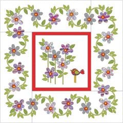 Daisy Dotz - Medium - Grey/Purple - Applique Quilt 